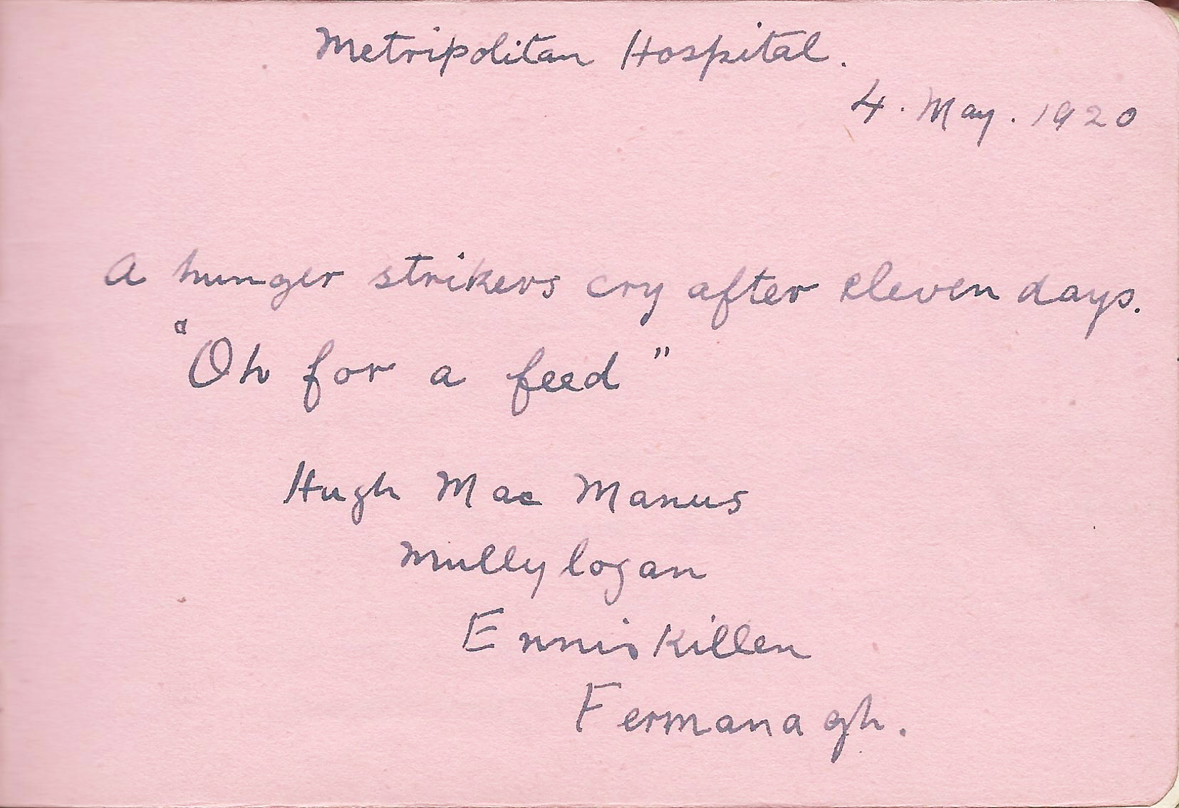 Wormwood Scrubs hunger striker autograph book, 1920
