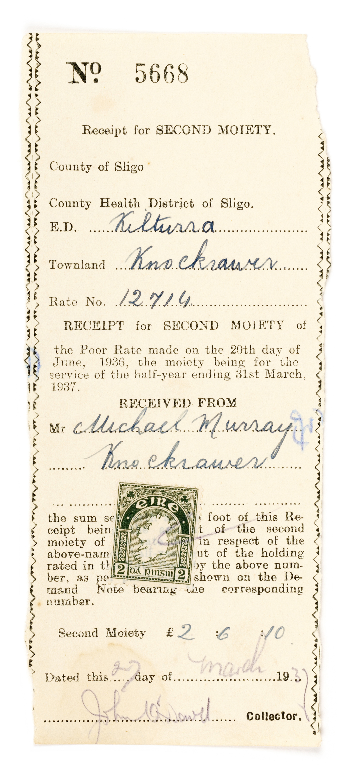 Admháil ar ráta dealúis